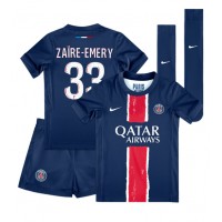 Camiseta Paris Saint-Germain Warren Zaire-Emery #33 Primera Equipación Replica 2024-25 para niños mangas cortas (+ Pantalones cortos)